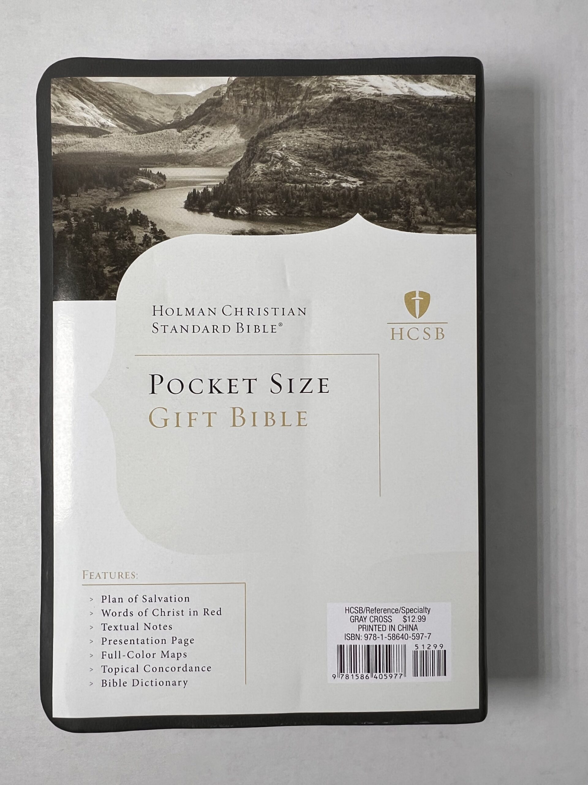HCSB Pocket Size Gift Bible Grey Cross - Image 2